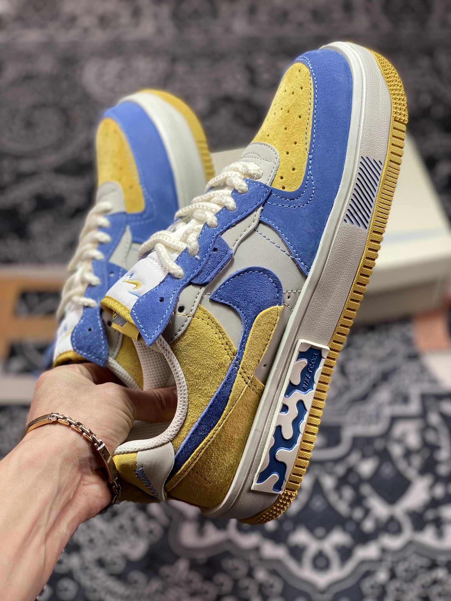 Nike Wmns Air Force 1 Fontanka ”Blue/Beige/Olive” Air Force One sneakers ”denim blue and yellow” CW6688-807