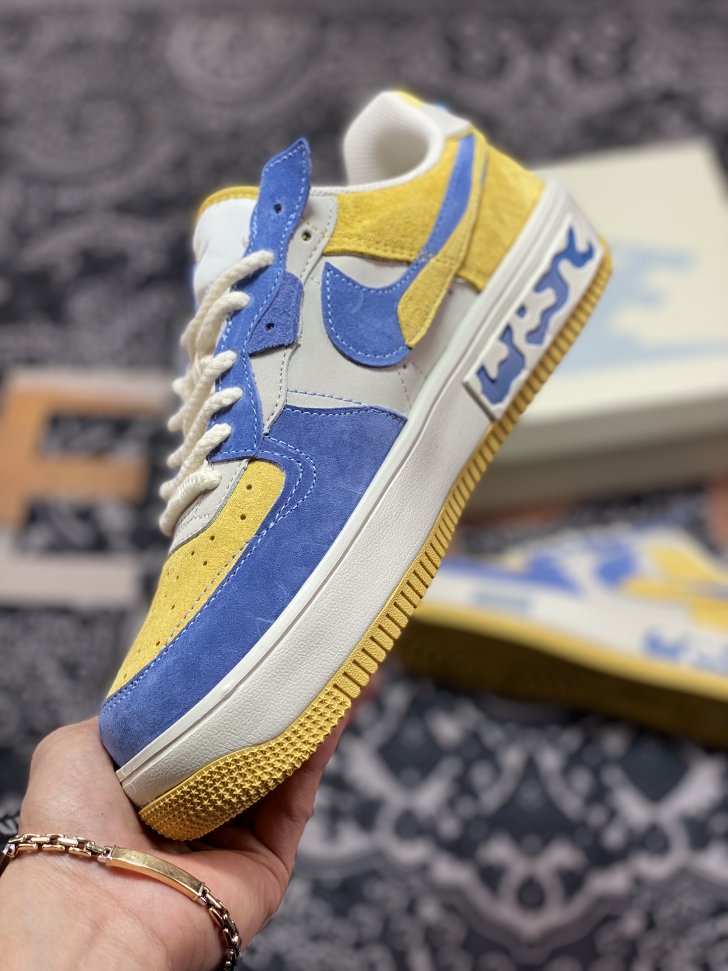 Nike Wmns Air Force 1 Fontanka ”Blue/Beige/Olive” Air Force One sneakers ”denim blue and yellow” CW6688-807