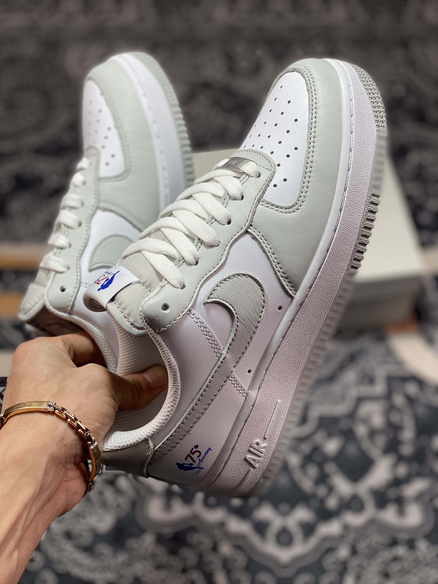 Nike Air Force 1Low 96 All-Star ”Fiesta” Air Force 1 sneakers ”leather stitching white light gray NBA” AA6902-201