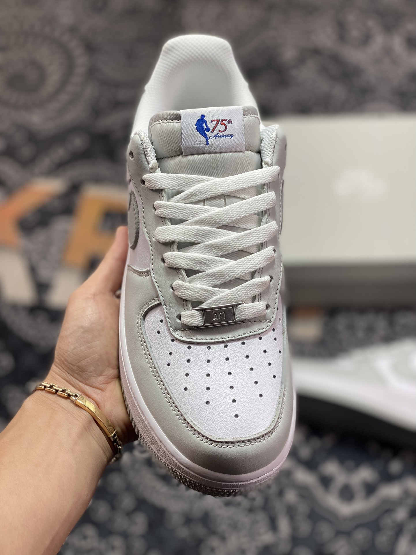 Nike Air Force 1Low 96 All-Star ”Fiesta” Air Force 1 sneakers ”leather stitching white light gray NBA” AA6902-201