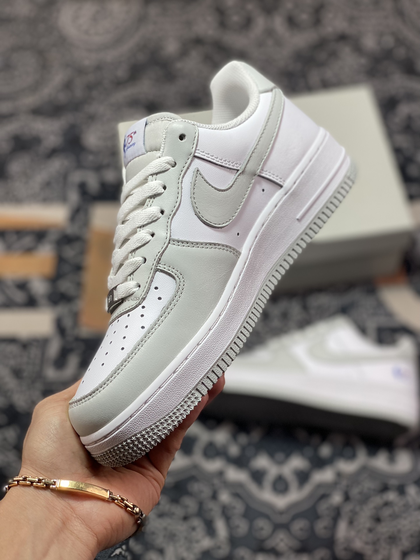 Nike Air Force 1Low 96 All-Star ”Fiesta” Air Force 1 sneakers ”leather stitching white light gray NBA” AA6902-201