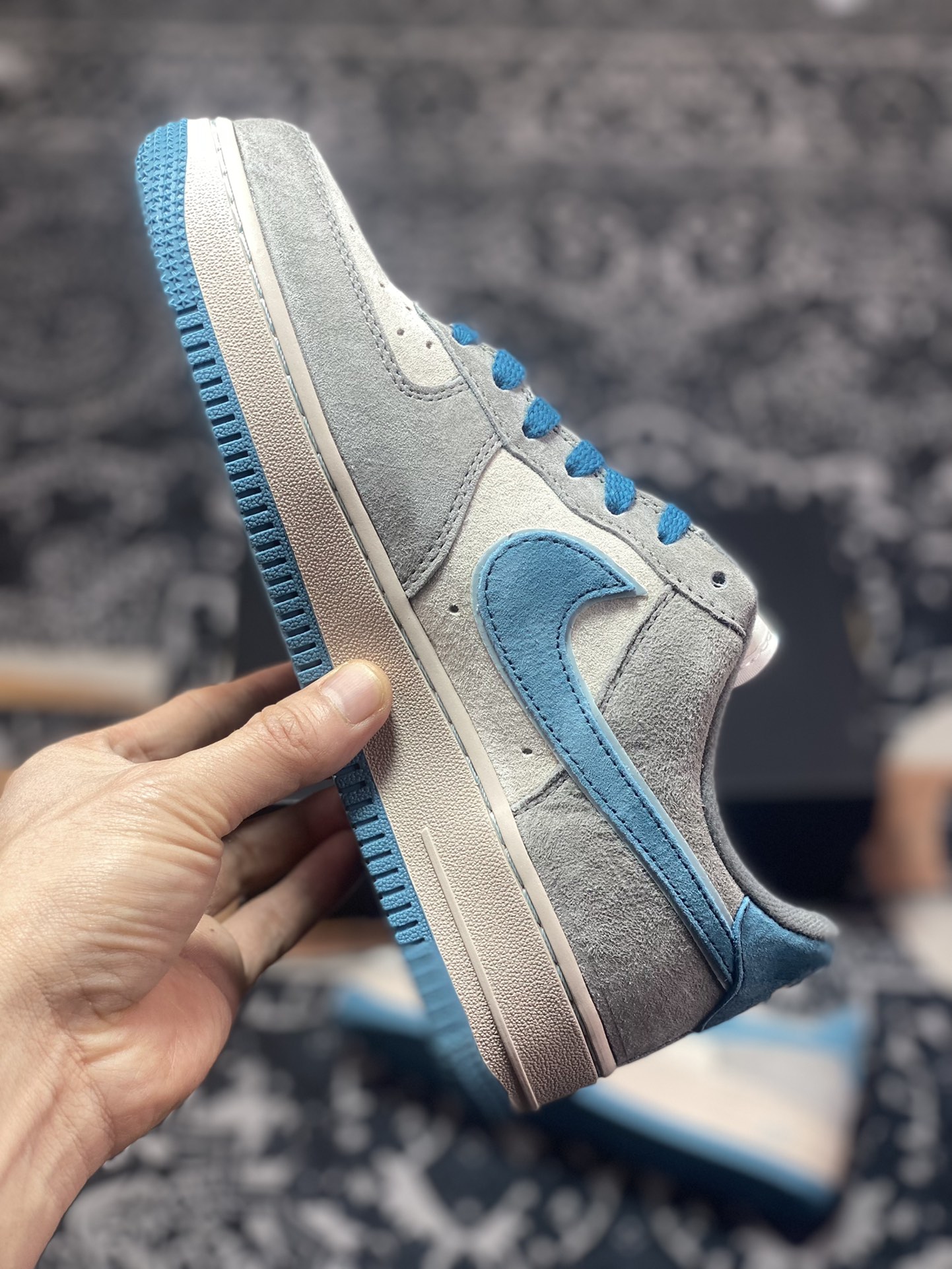 Nike Air Force 1′07 Low Suede ”Grey/Lake Blue” Air Force One sneakers ”suede dark gray lake blue” ZB2121-666
