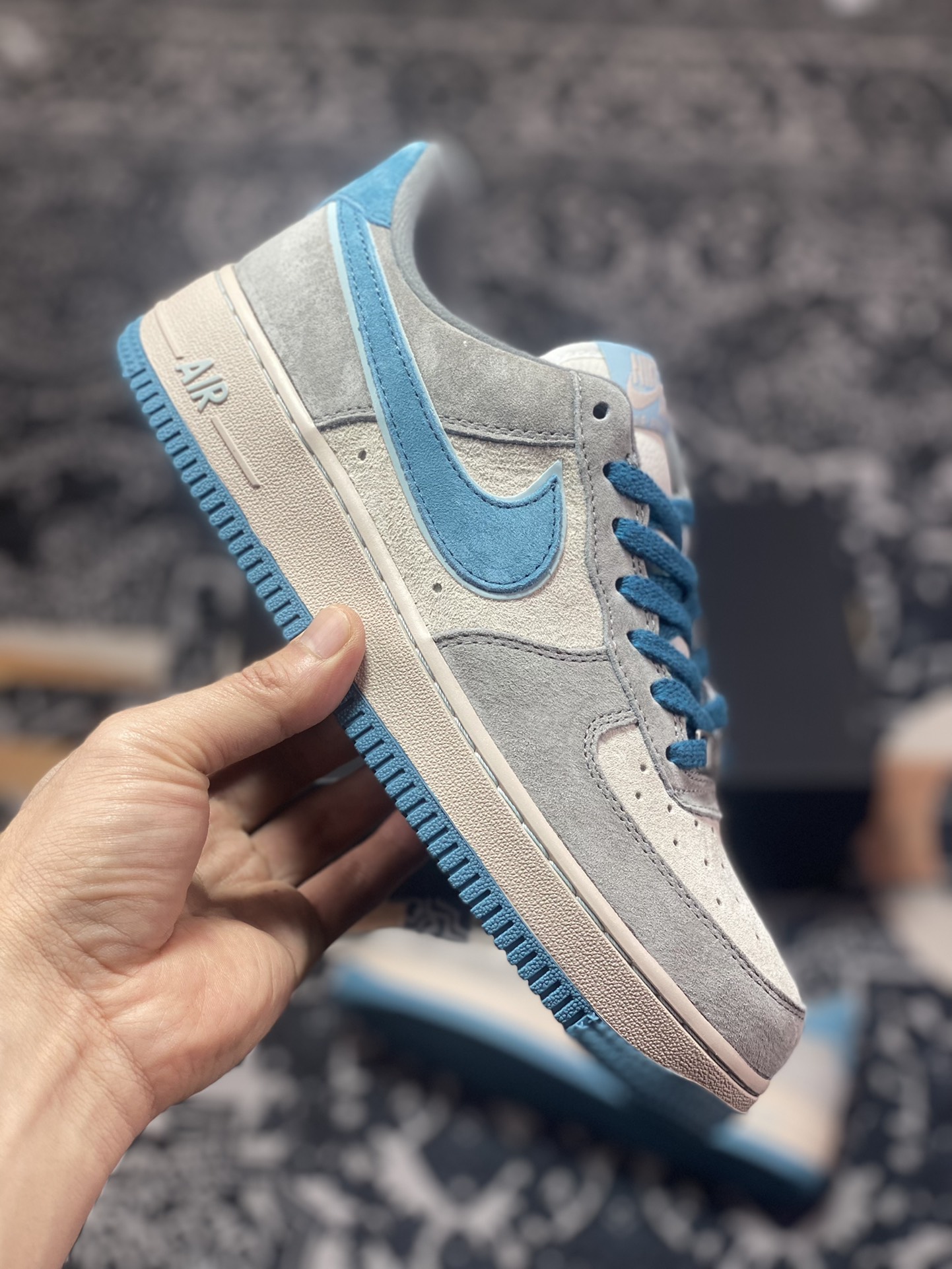 Nike Air Force 1′07 Low Suede ”Grey/Lake Blue” Air Force One sneakers ”suede dark gray lake blue” ZB2121-666