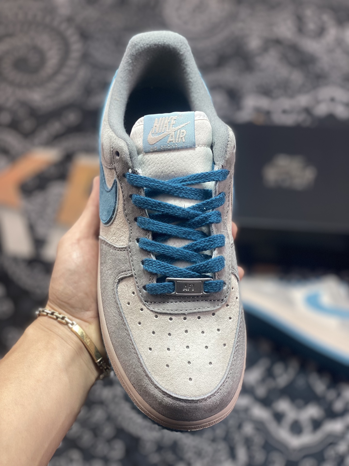 Nike Air Force 1′07 Low Suede ”Grey/Lake Blue” Air Force One sneakers ”suede dark gray lake blue” ZB2121-666
