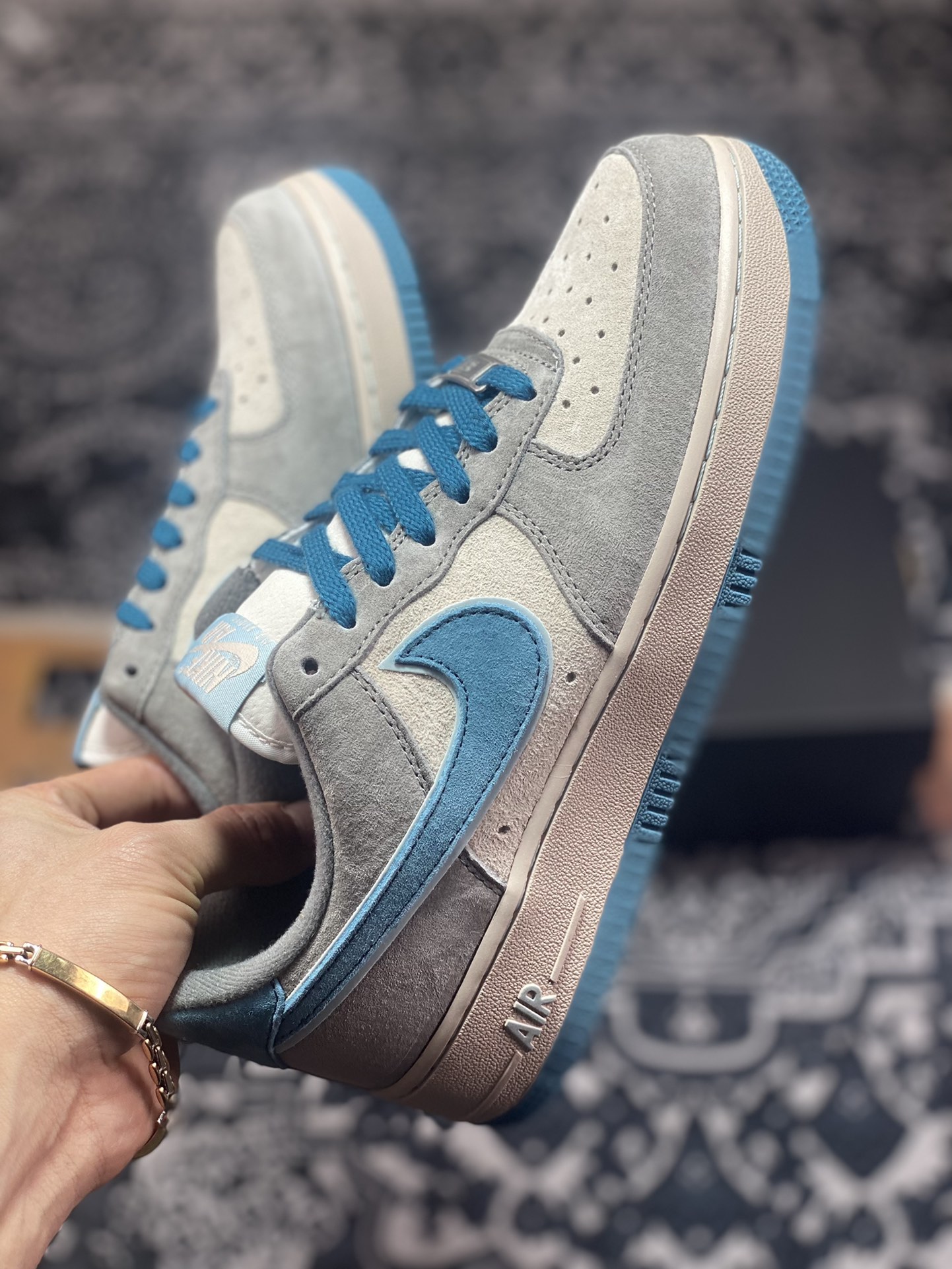Nike Air Force 1′07 Low Suede ”Grey/Lake Blue” Air Force One sneakers ”suede dark gray lake blue” ZB2121-666