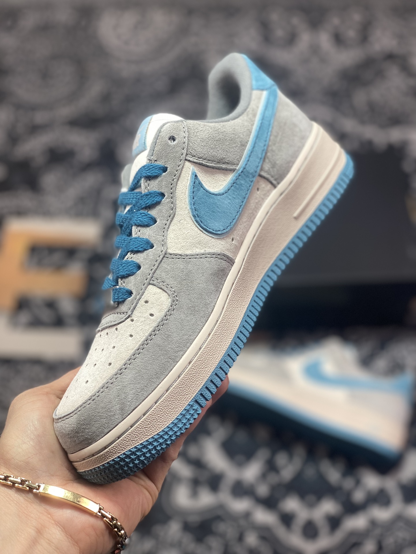 Nike Air Force 1′07 Low Suede ”Grey/Lake Blue” Air Force One sneakers ”suede dark gray lake blue” ZB2121-666