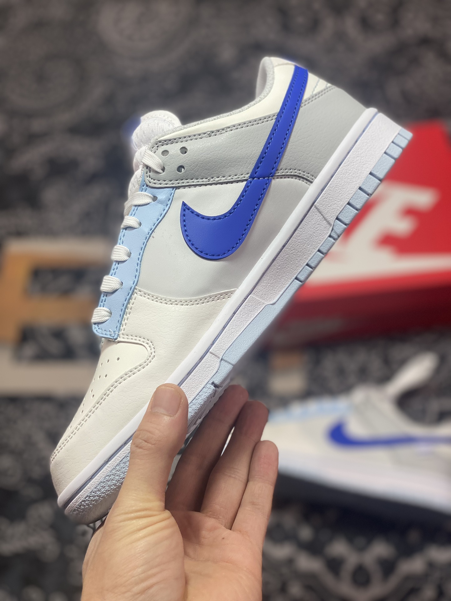 Nike WMNS SB Dunk Low GS ”Ivory Hyper Royal” rebound shoes ”off-white blue” FB1843-141