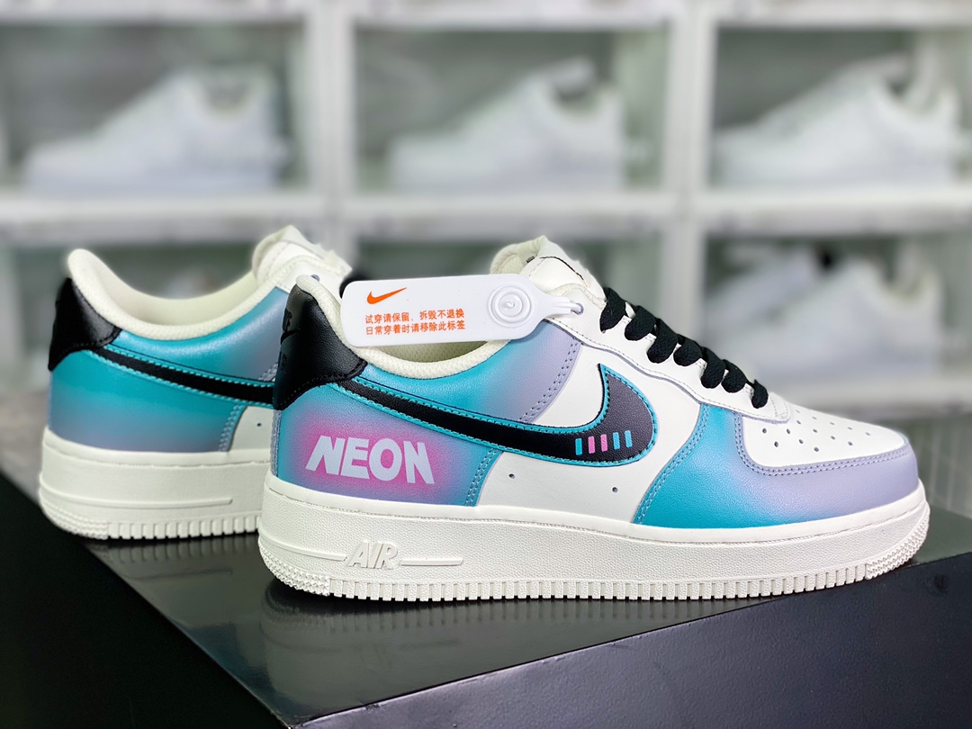 Air Force 1 07 LV8 ”NEON” Air Force 1 classic sneakers ”leather beige black gray blue pink neon” CW2288-313