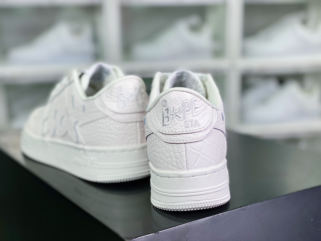 OVO x A Bathing Ape [BAPE] Sta Low ”White” Star series low-top suede shoes ”Crocodile White OVO” 1G8-010-091