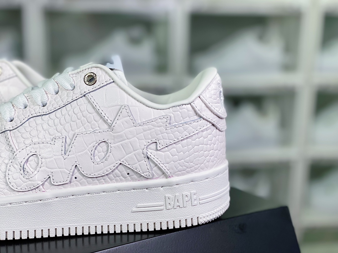 OVO x A Bathing Ape [BAPE] Sta Low ”White” Star series low-top suede shoes ”Crocodile White OVO” 1G8-010-091