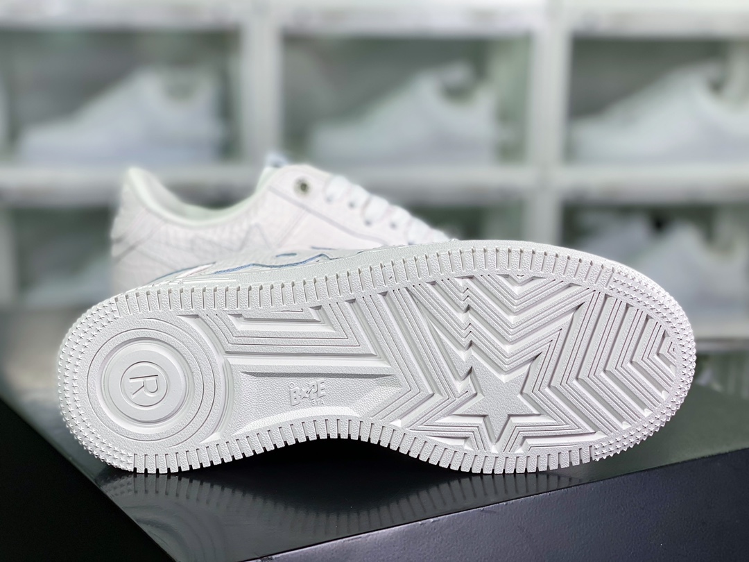 OVO x A Bathing Ape [BAPE] Sta Low ”White” Star series low-top suede shoes ”Crocodile White OVO” 1G8-010-091