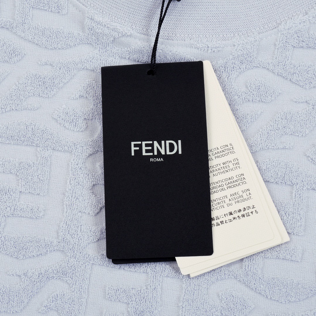 芬迪/FENDI 春夏爆款 满身FF提花毛巾面料圆领短袖T恤OS宽松版