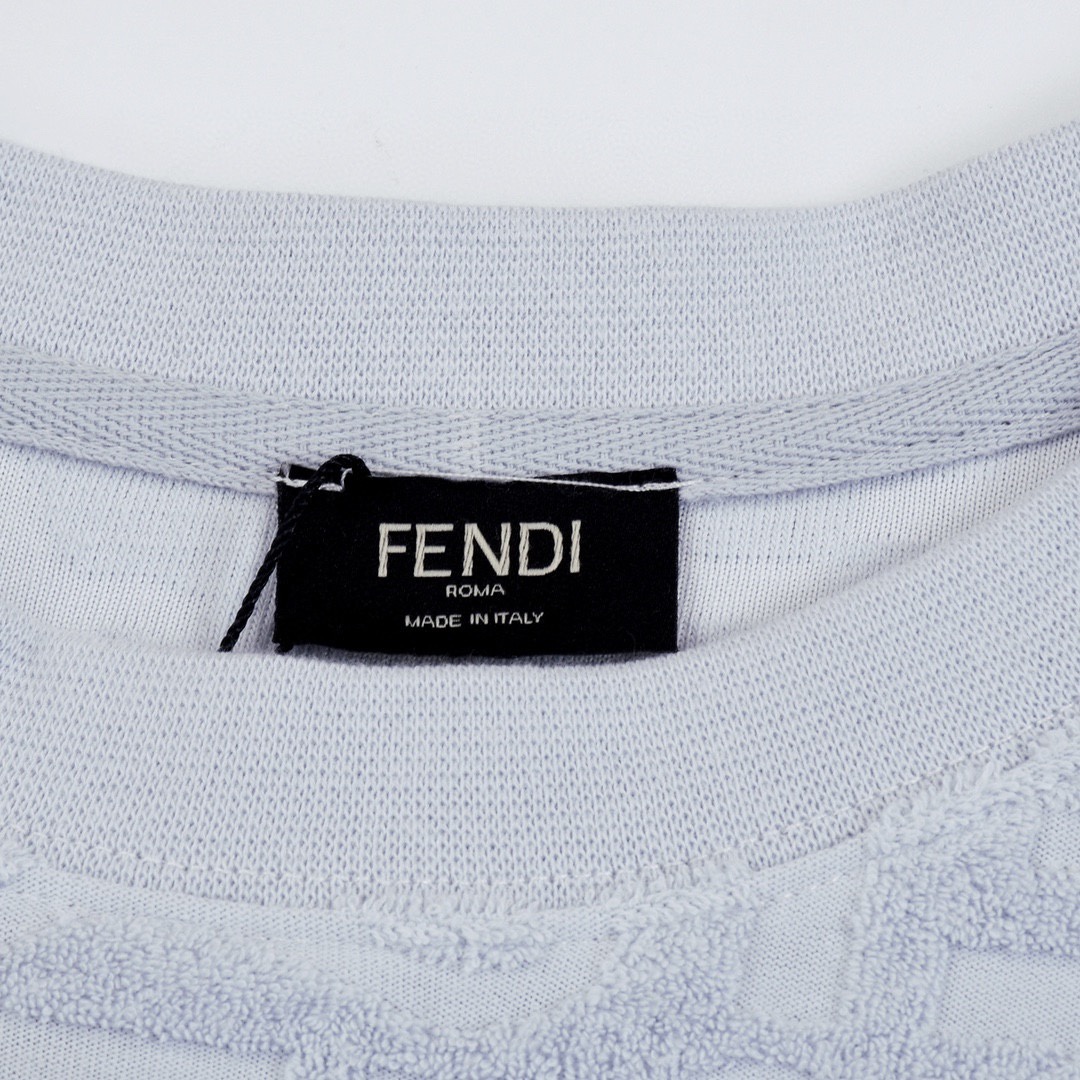 芬迪/FENDI 春夏爆款 满身FF提花毛巾面料圆领短袖T恤OS宽松版