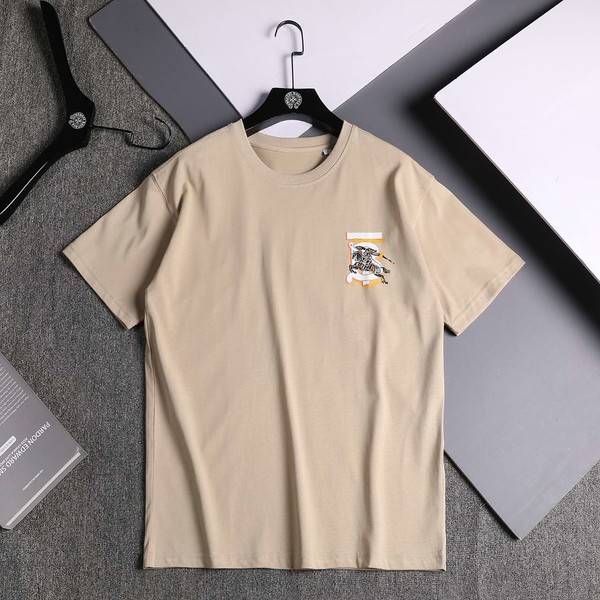 Can you buy replica Burberry Online Clothing T-Shirt Apricot Color Black White Embroidery Unisex Cotton Summer Collection Short Sleeve