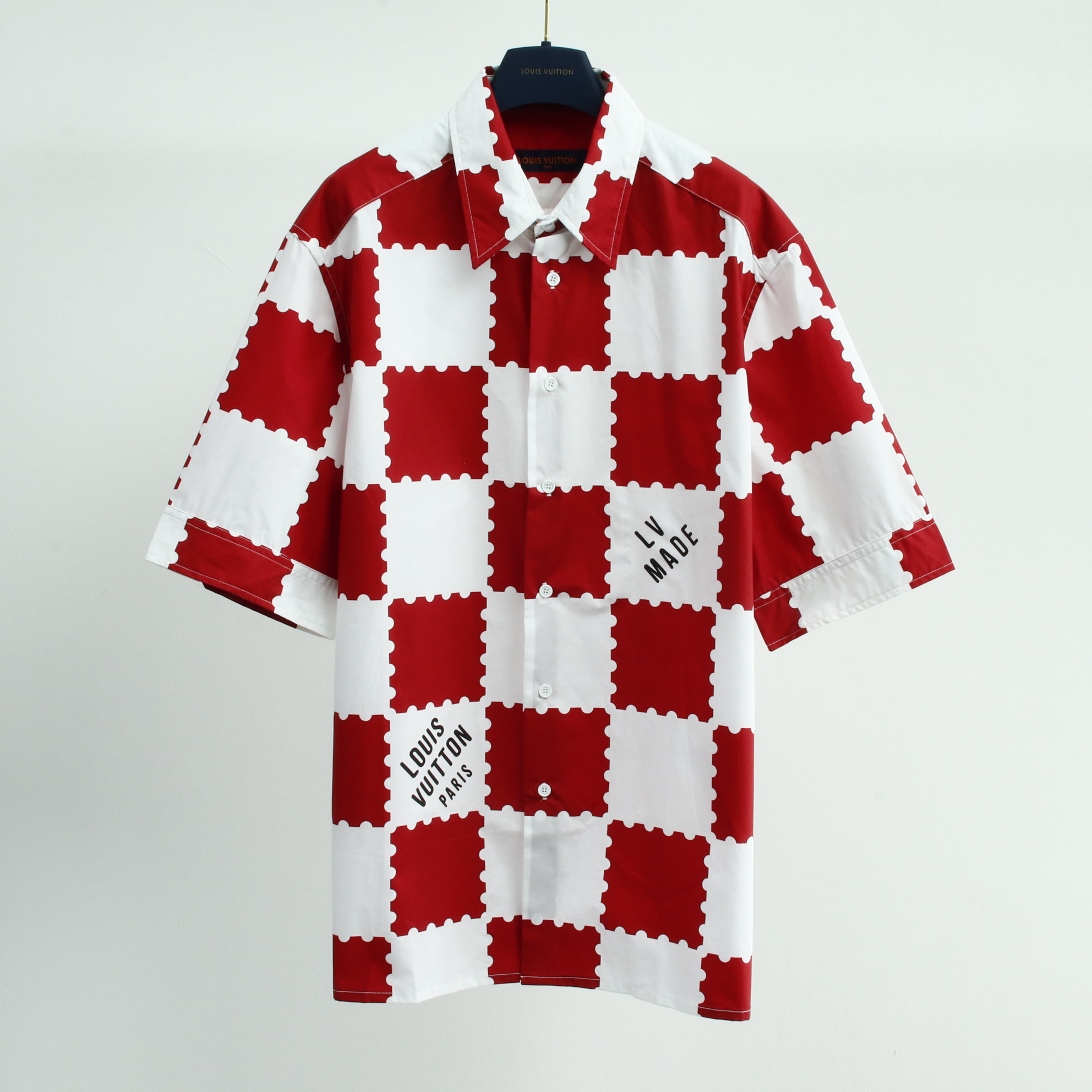 루이비통 로고 체크 코튼 반팔 셔츠 734 Louis Vuitton T Shirt