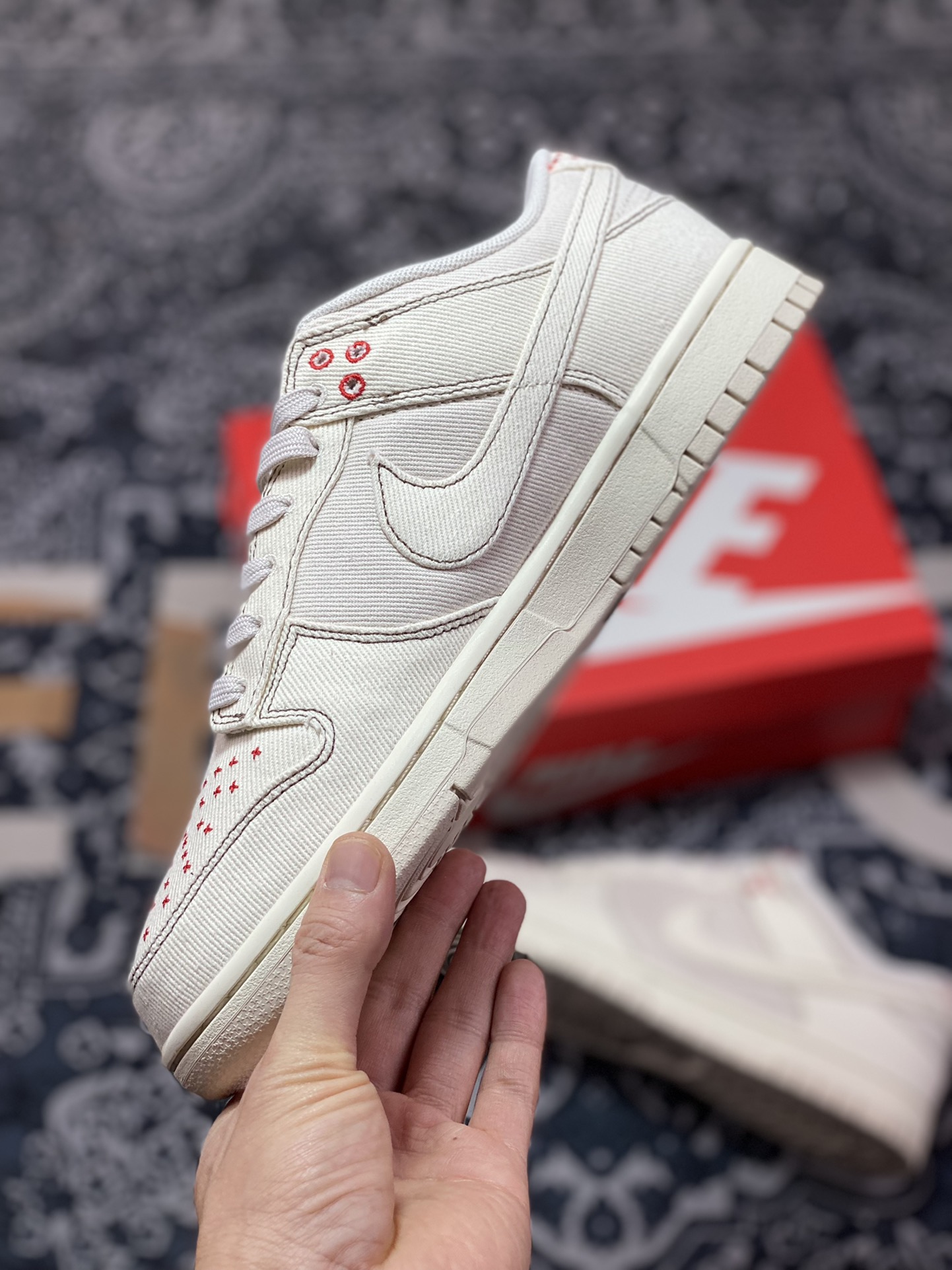 Dunk Series Low-top Casual Sports Skateboard Shoes ”Canvas Beige and Red Cross Stitch” 0834-100-Top High Quatity Cheap Sneakers Fashion Clothing Clothes Bags handbags Shoes of all Brand wholesale With The best Quality And Beautiful Price from China Factory Chinese suppliers wholesaler seller Dunk Series Low-top Casual Sports Skateboard Shoes ”Canvas Beige and Red Cross Stitch” 0834-100