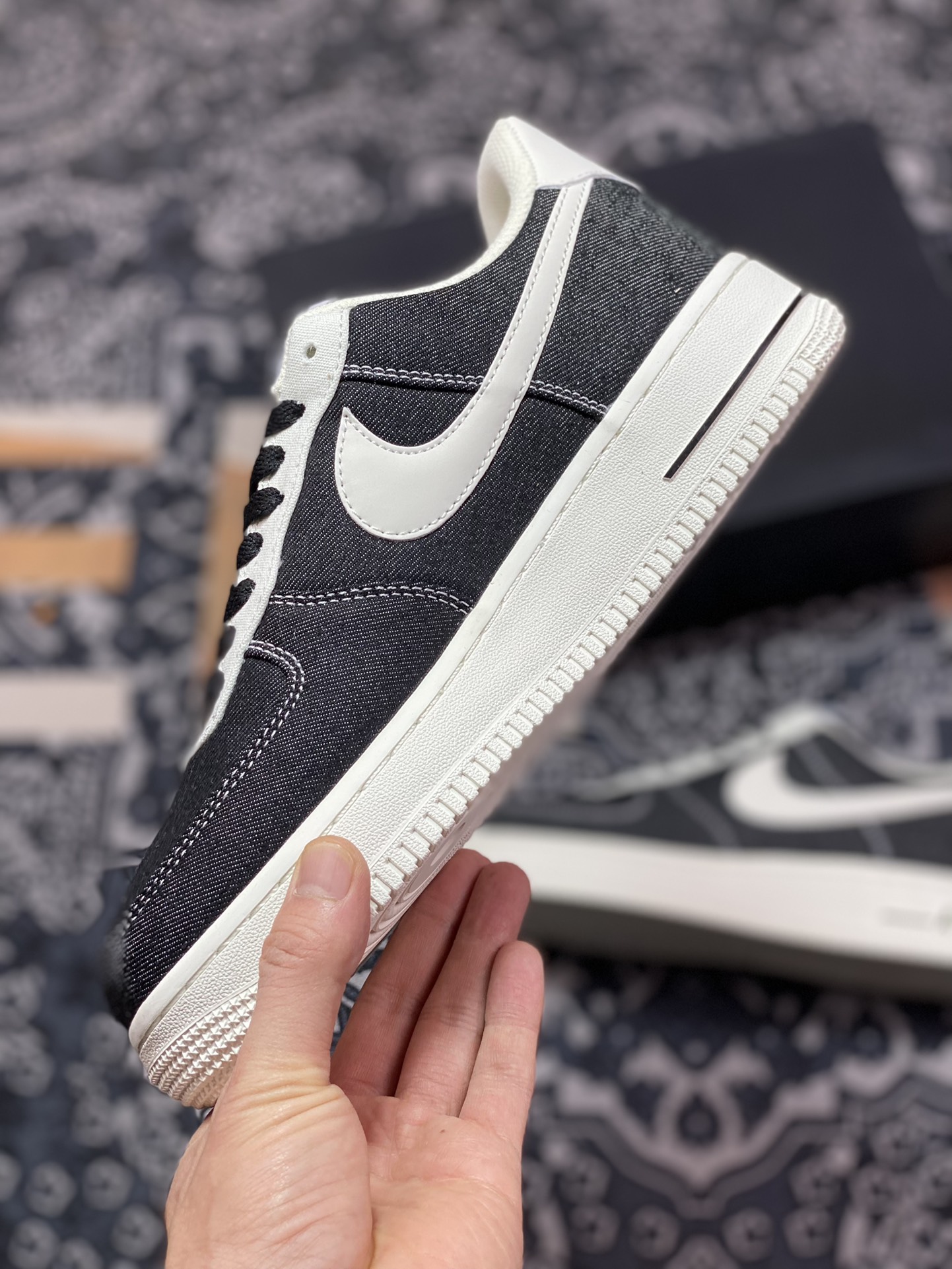 Nike Air Force 1'07 Low QS ”Denim Black/Milky White” Air Force One sneakers ”denim black rice” DG2296-001