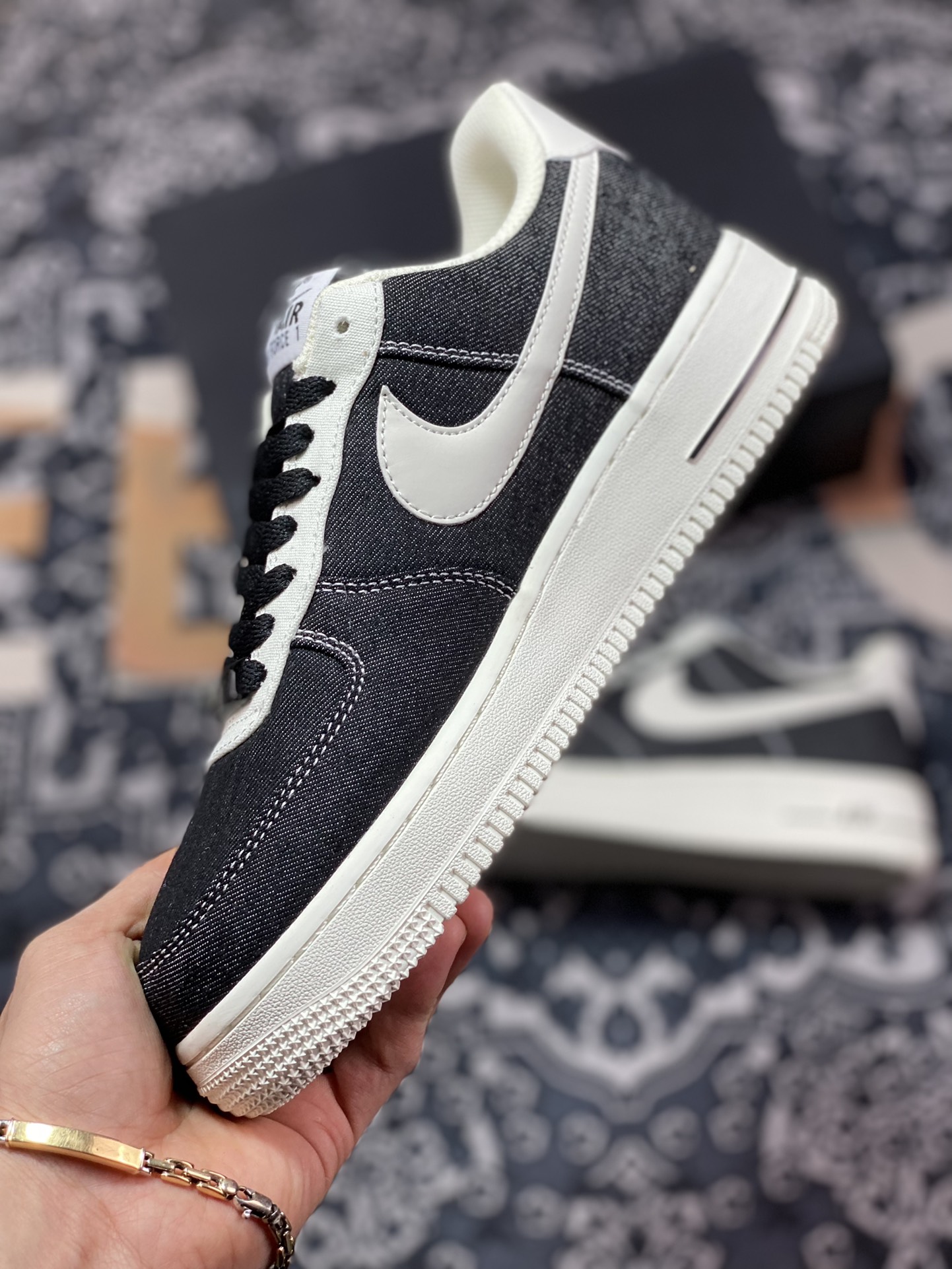 Nike Air Force 1'07 Low QS ”Denim Black/Milky White” Air Force One sneakers ”denim black rice” DG2296-001