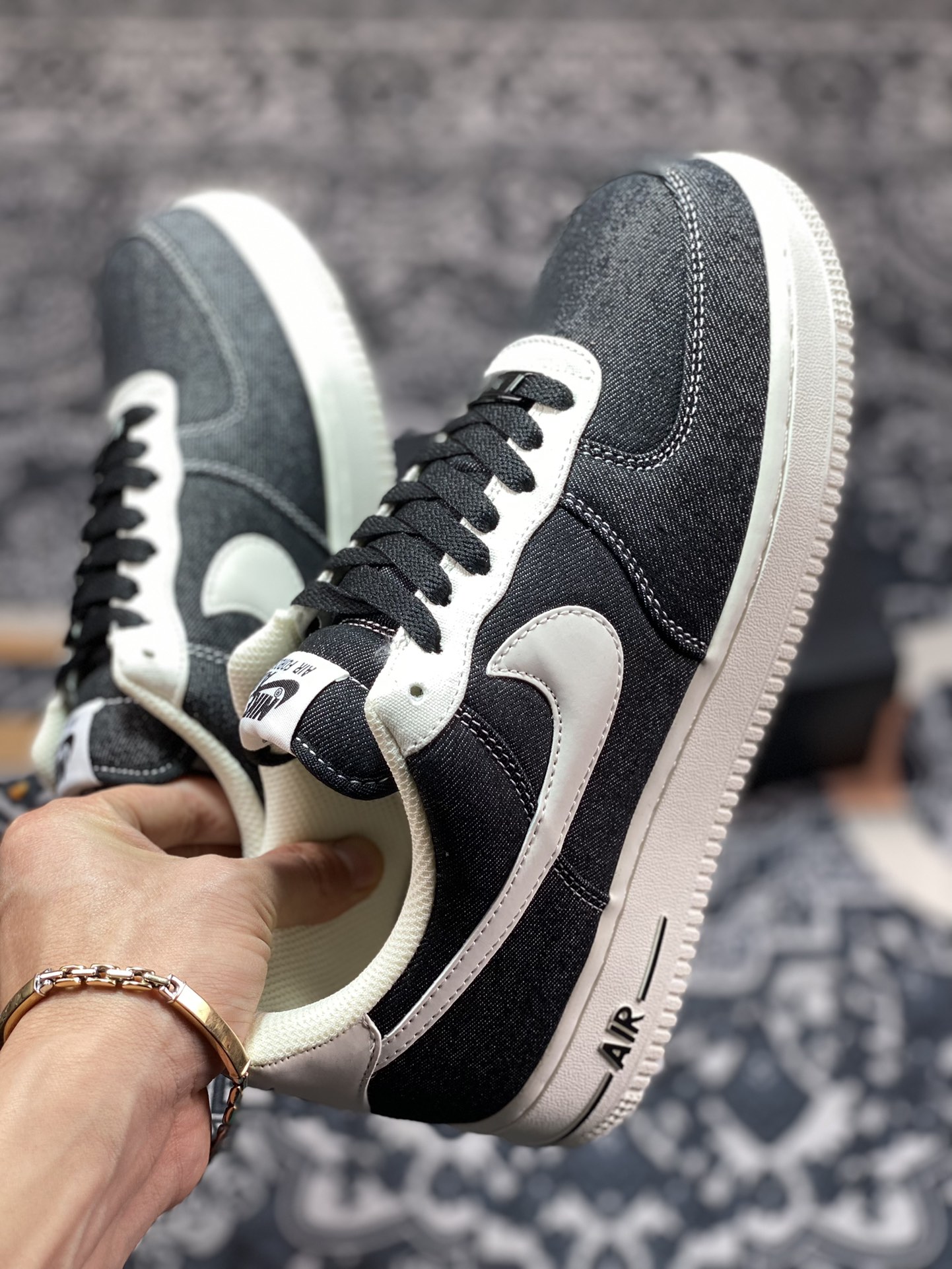 Nike Air Force 1'07 Low QS ”Denim Black/Milky White” Air Force One sneakers ”denim black rice” DG2296-001