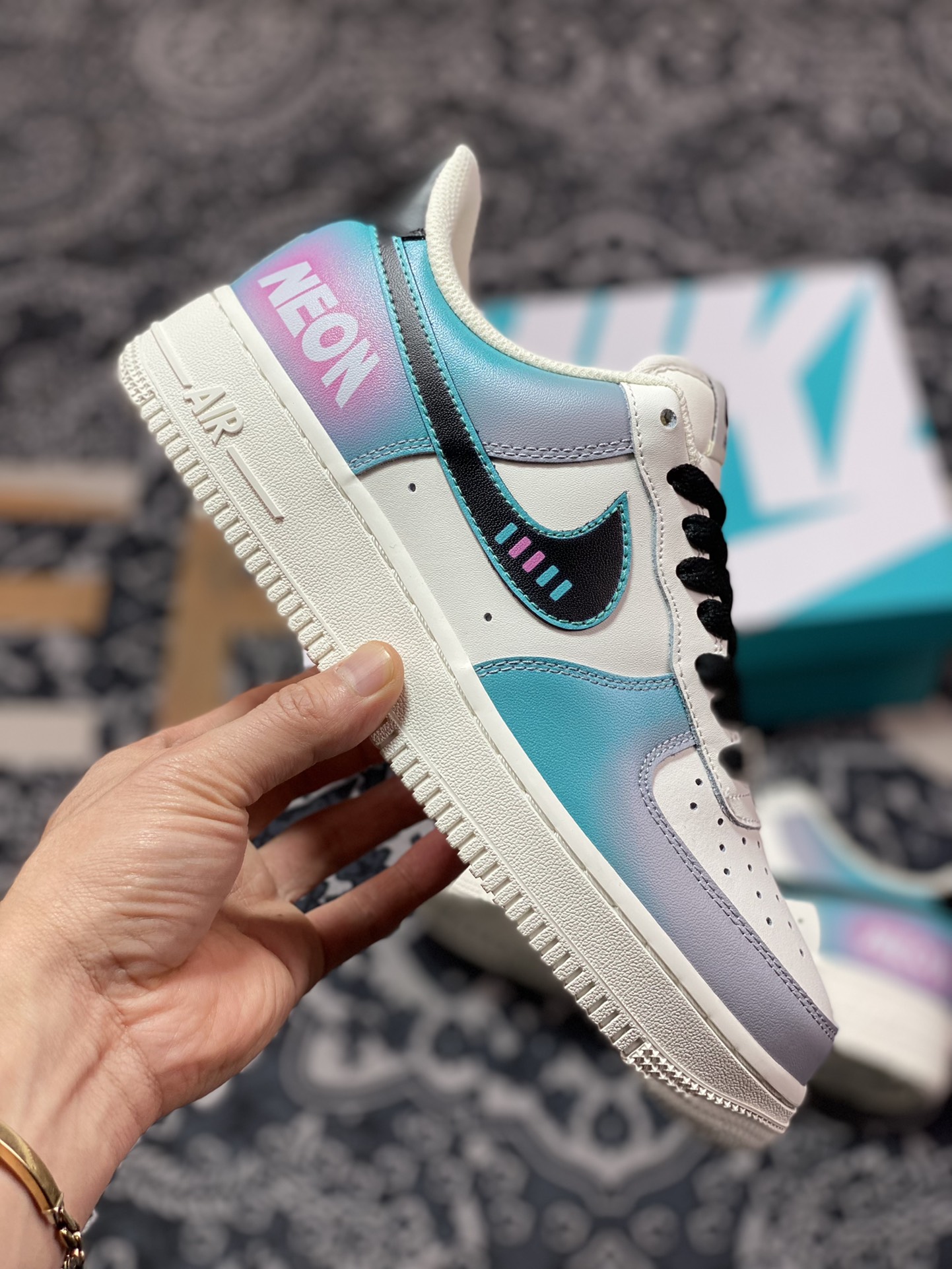 Nike Air Force 1 07 LV8 ”NEON” Air Force One sneakers ”leather beige black gray blue pink neon” CW2288-313