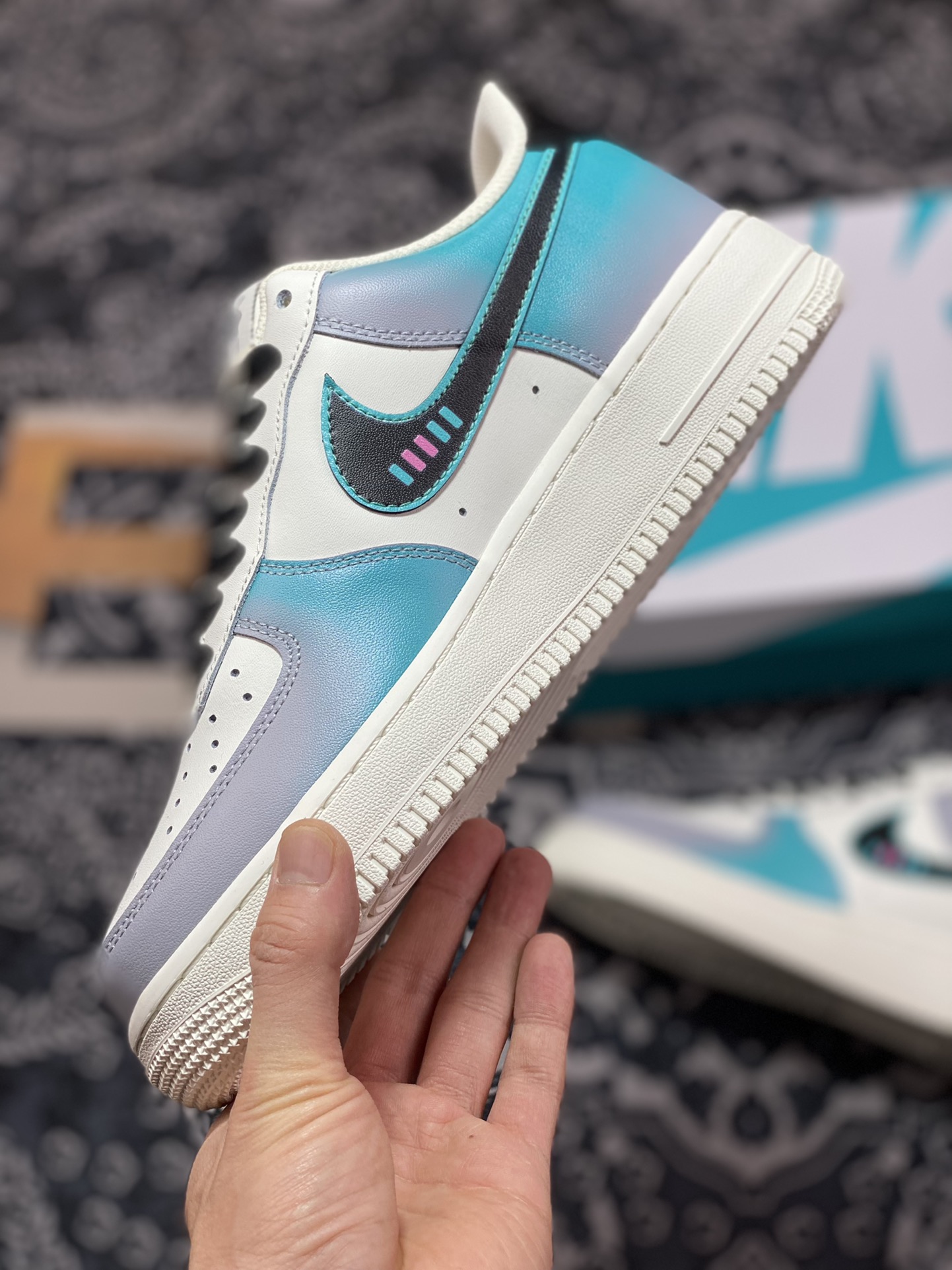 Nike Air Force 1 07 LV8 ”NEON” Air Force One sneakers ”leather beige black gray blue pink neon” CW2288-313