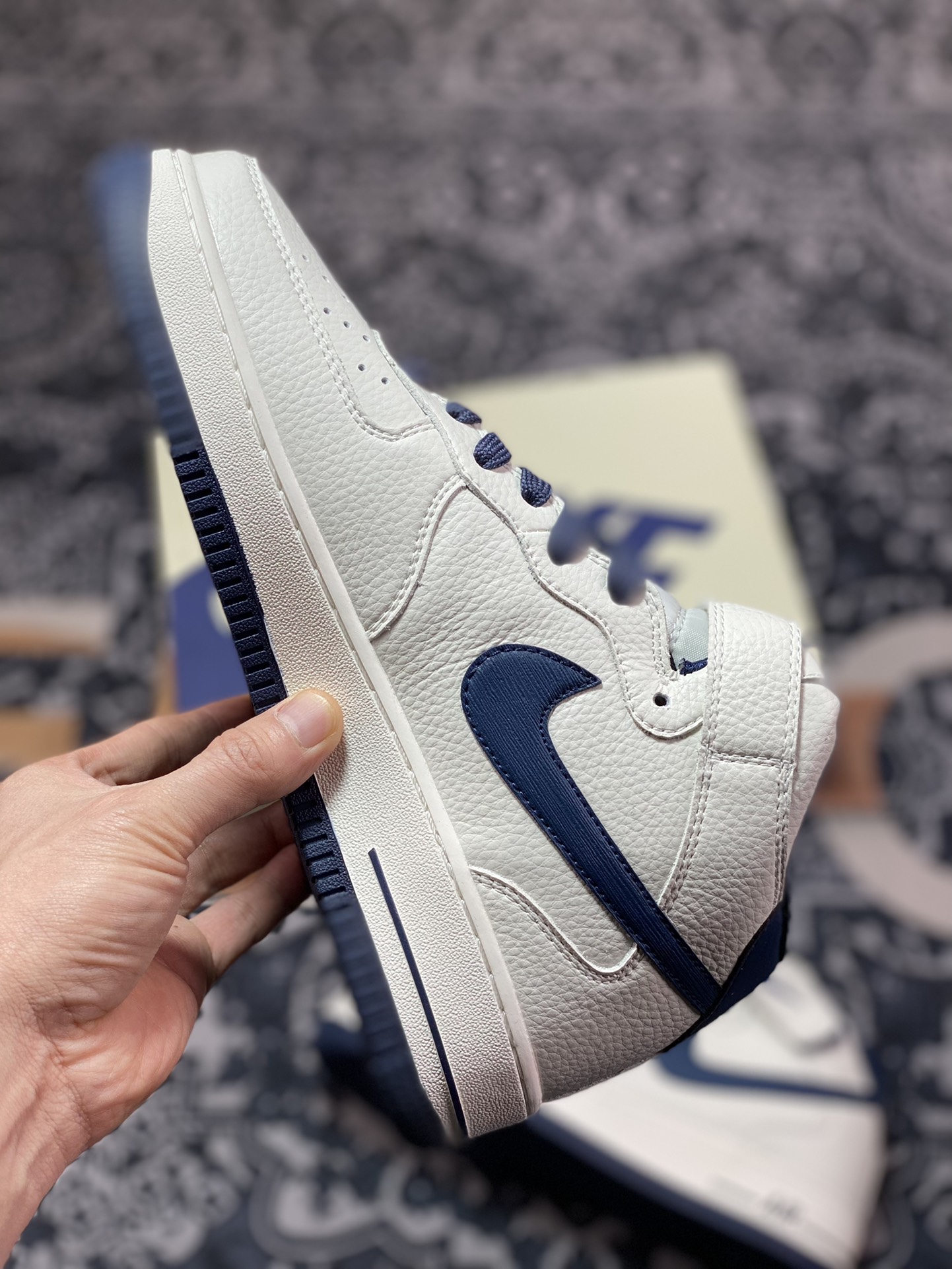 Nike Air Force 1'07 Mid ”Beige/Navy” Air Force 1 sneakers ”leather off-white navy blue” PA0920-508