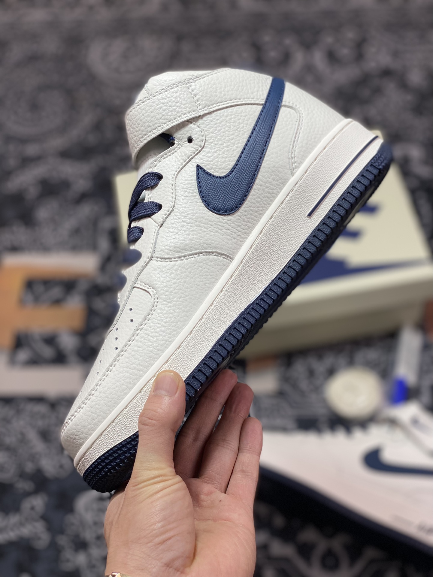 Nike Air Force 1'07 Mid ”Beige/Navy” Air Force 1 sneakers ”leather off-white navy blue” PA0920-508