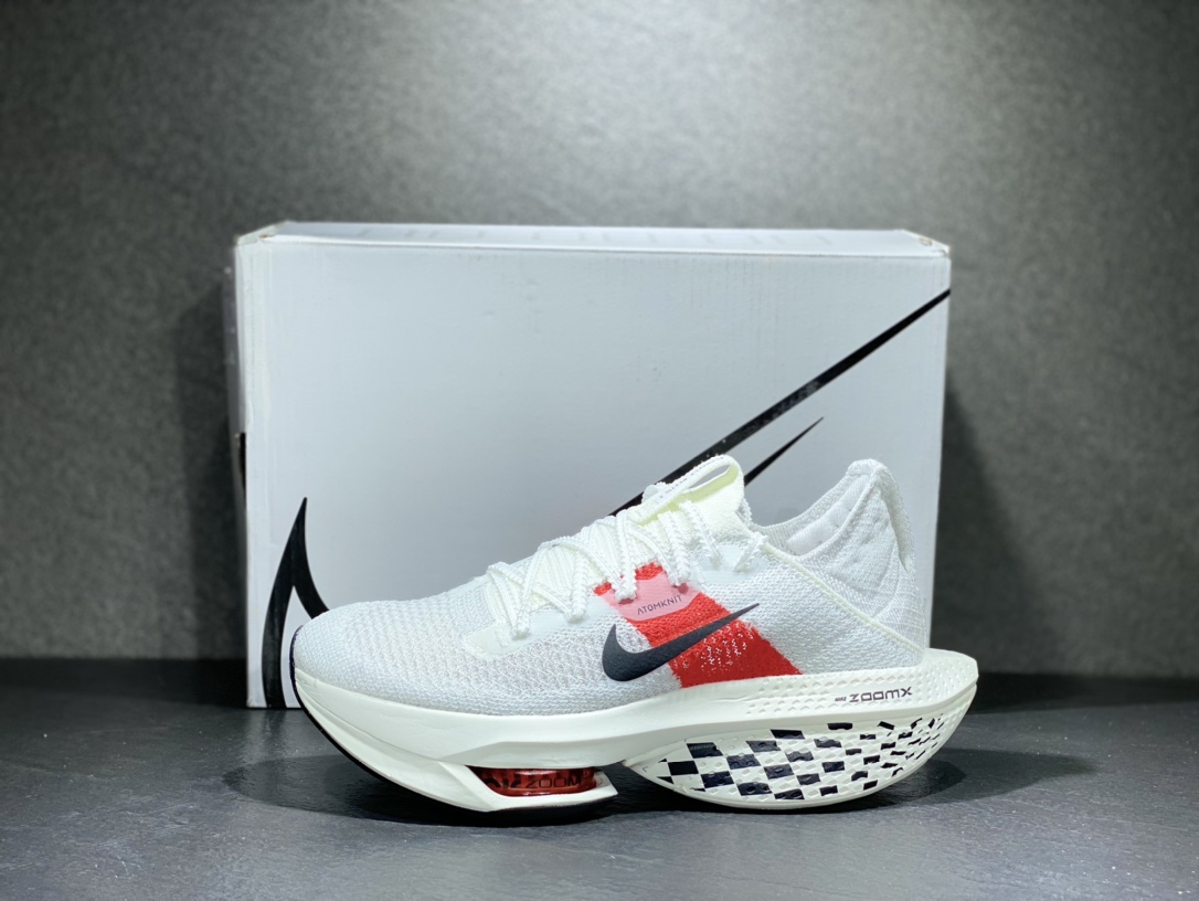 Nike Air ZoomX AlphaFly NEXT% 2”White/Red/Black” Alpha 2 generation jogging shoes ”knitted white red and black race flag plaid” DJ6206-130