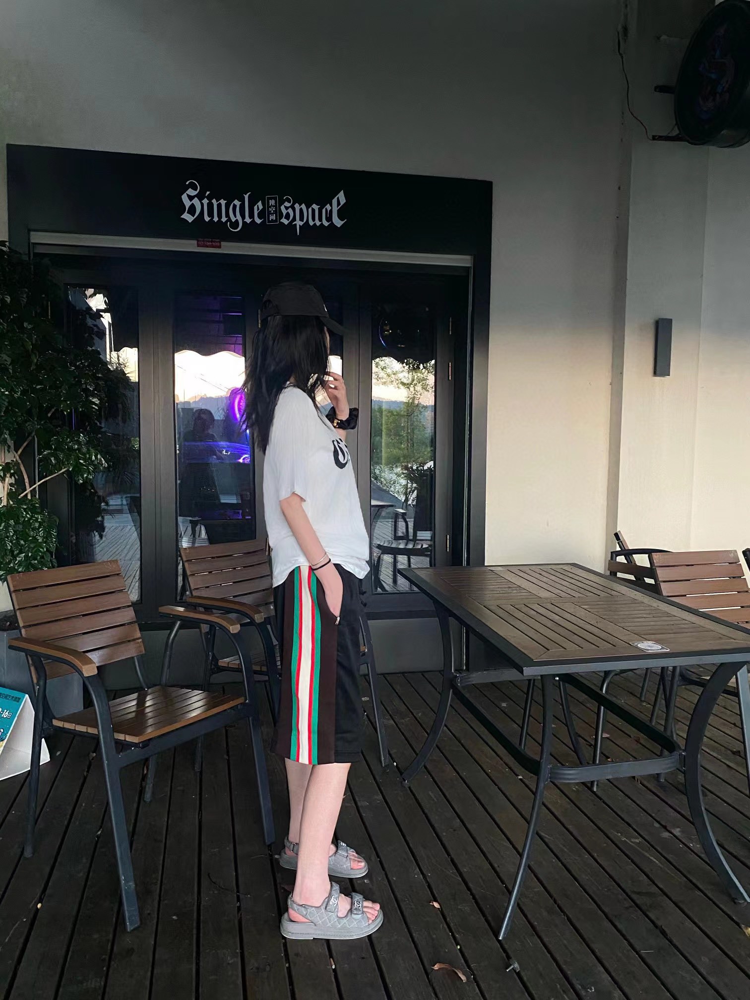 Gucci古驰 经典彩色侧边织带短裤 上身效果#