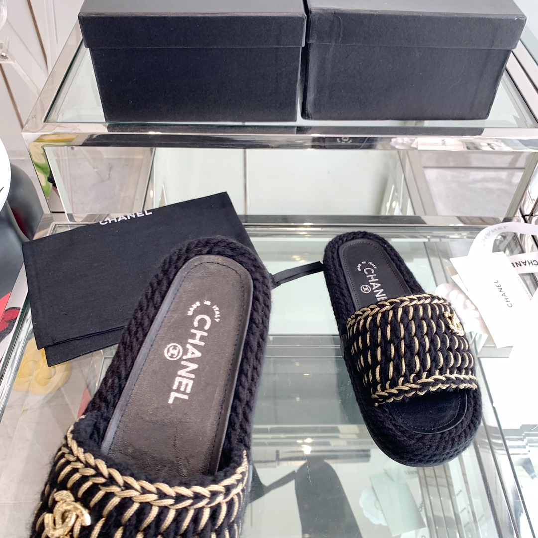 Chanel2023ss编织拖鞋️️