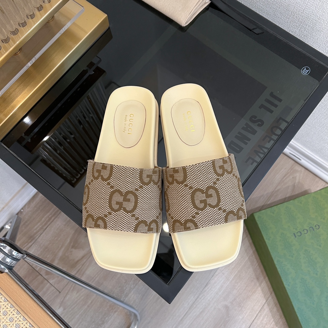 Gucci Buty do deskorolki Letnie kapcie Guma Skóra owcza Kolekcja wiosenno-letnia Fashion Plaża