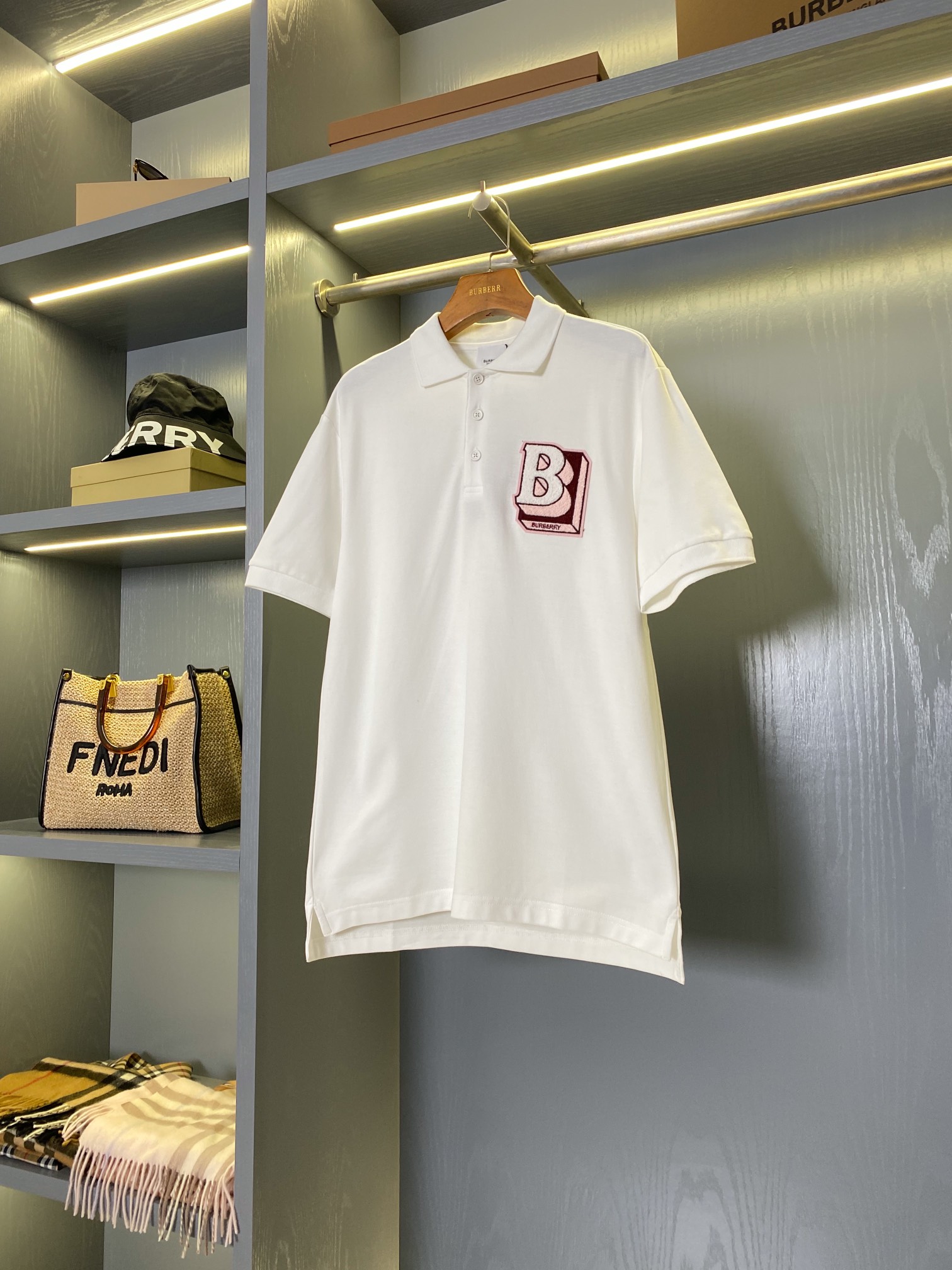 🅱️ Polo suelto de algodón con malla de piqué y estampado de letras [La mejor marca de BUR, el mejor tesoro de la tiend…