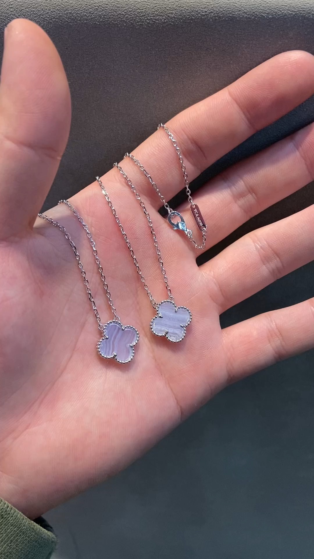 Van Cleef & Arpels vca天然紫玉髓四叶草项链