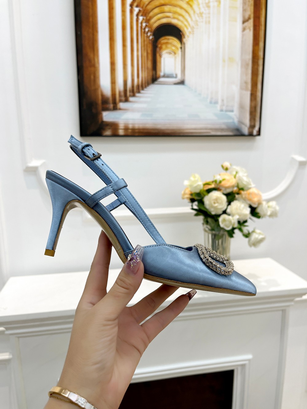 Valentino Women's Slingback Heels with Rhinestone Buckle - Elegant & Chic 5 a1676478301647 0104