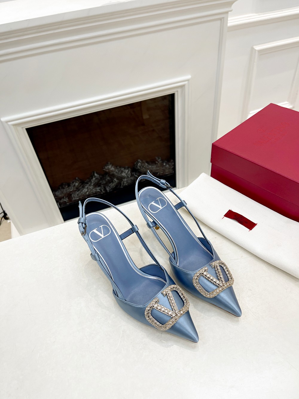 Valentino Women's Slingback Heels with Rhinestone Buckle - Elegant & Chic 3 a1676478304075 3234