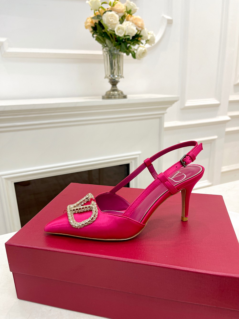 VALENTINO Women's Rhinestone Embellished Silk Slingback Heels 2 a1676478500893 2745