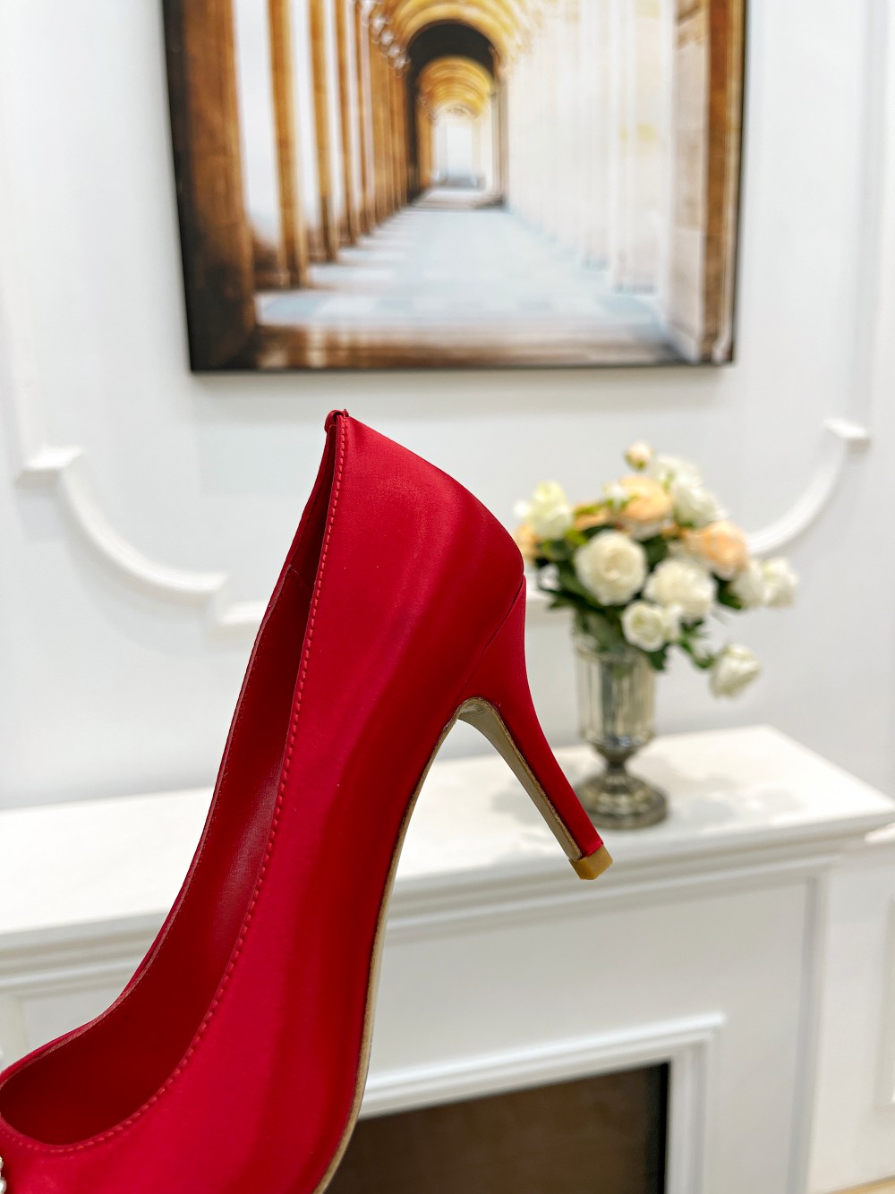Valentino Women's Red Silk Pumps with Rhinestone Buckle - Elegant Style 8 a1676527776366 3552