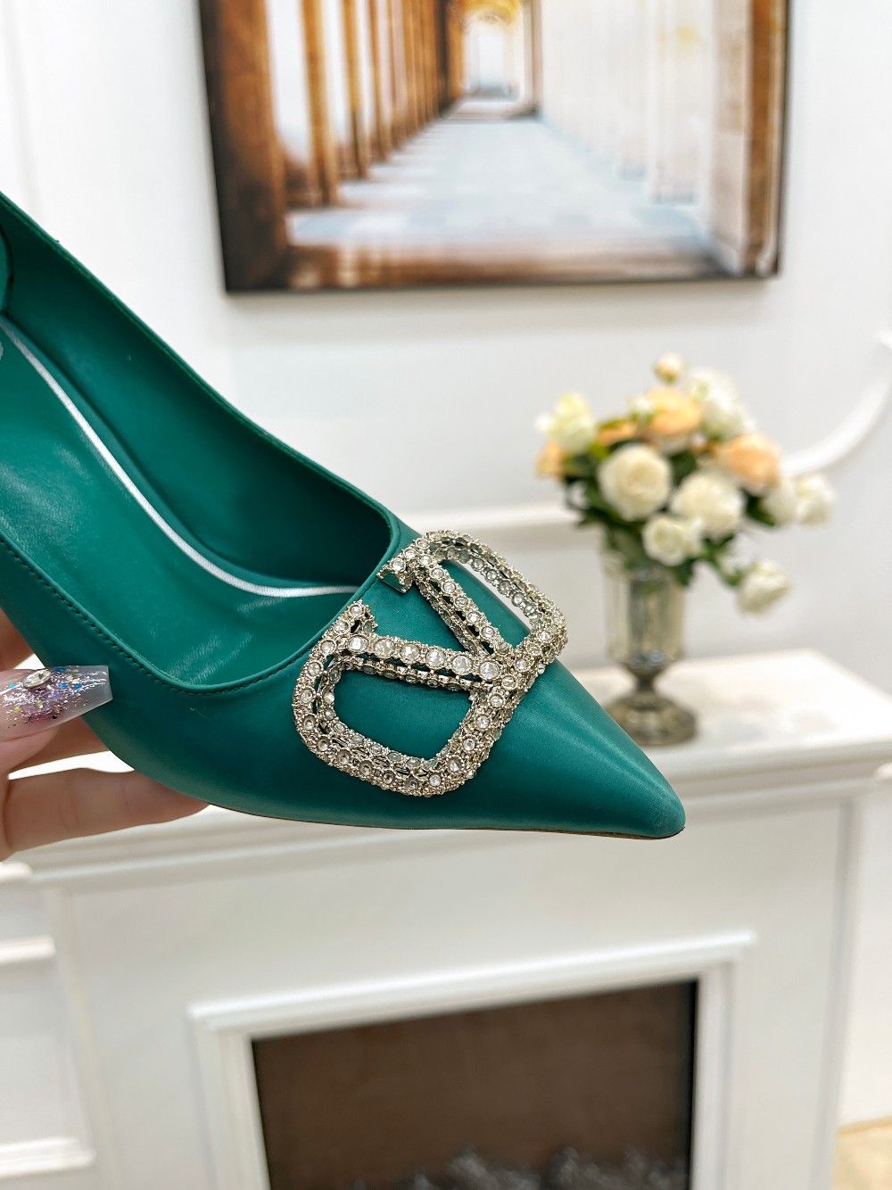 Valentino Women's Spring/Summer Rhinestone Heeled Pumps - Elegant & Chic 4 a1676527852002 8120
