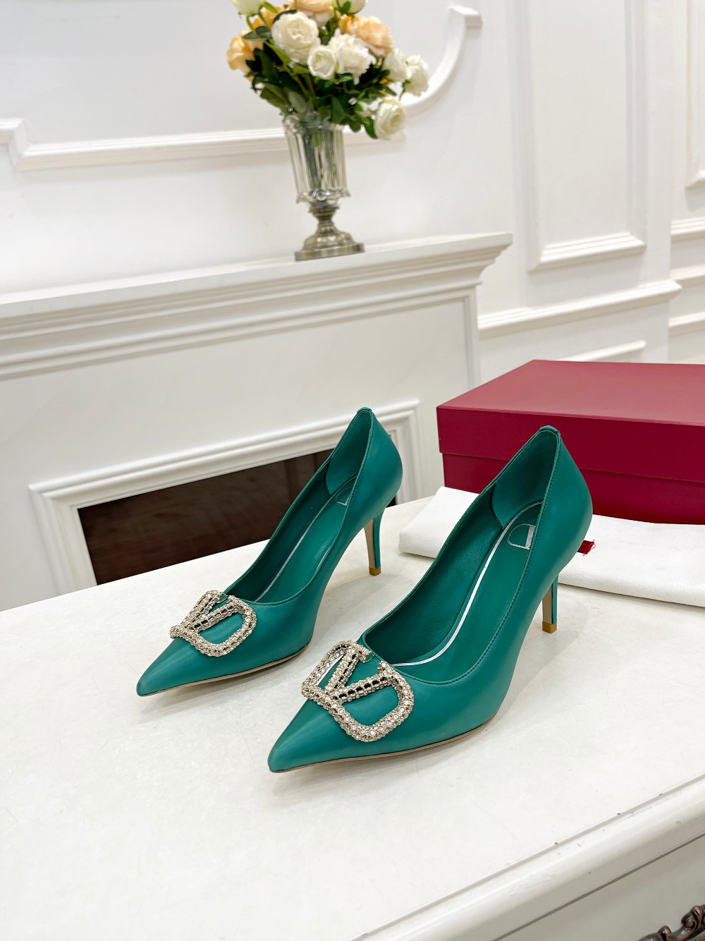 Valentino Women's Spring/Summer Rhinestone Heeled Pumps - Elegant & Chic 5 a1676527852607 7456