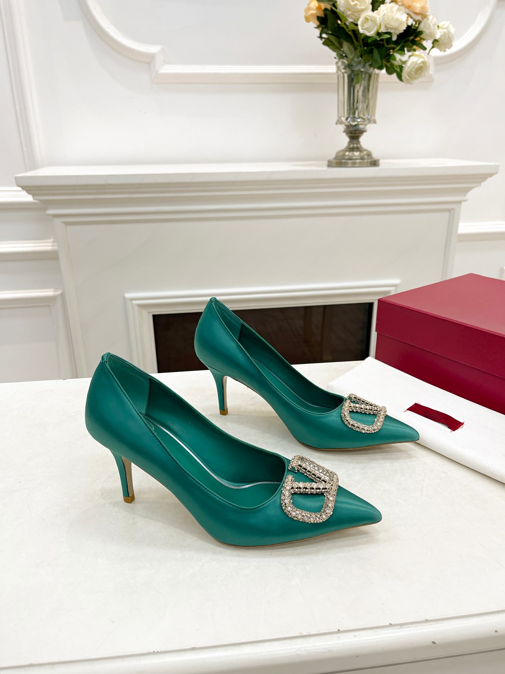 Valentino Women's Spring/Summer Rhinestone Heeled Pumps - Elegant & Chic 8 a1676527855721 8865