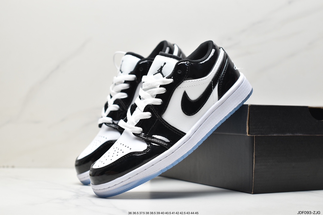 Jordan Air Jordan 1 Low ”Concord” Joe 1 Kang buckle black and white patent leather low-top basketball shoes DV1309-100