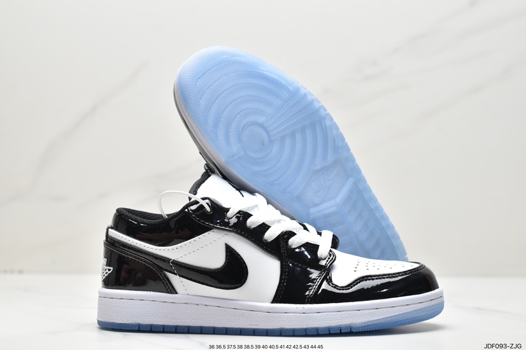 Jordan Air Jordan 1 Low ”Concord” Joe 1 Kang buckle black and white patent leather low-top basketball shoes DV1309-100