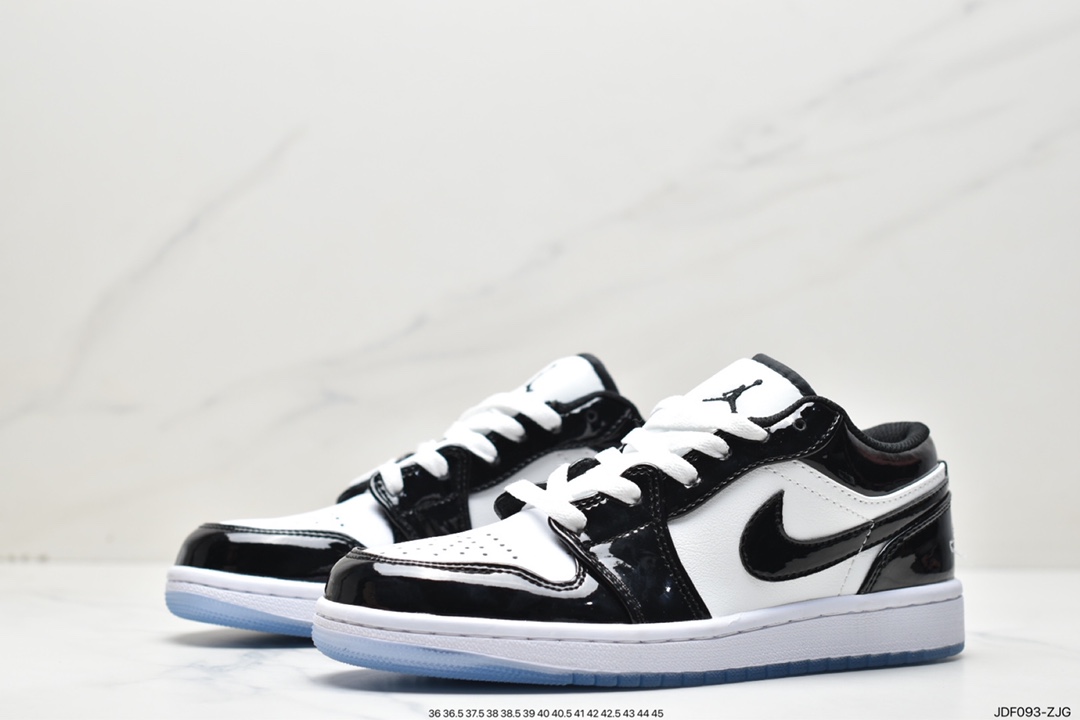 Jordan Air Jordan 1 Low ”Concord” Joe 1 Kang buckle black and white patent leather low-top basketball shoes DV1309-100