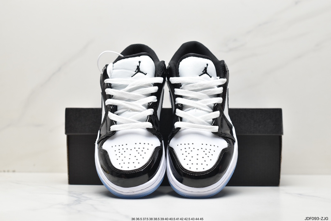 Jordan Air Jordan 1 Low ”Concord” Joe 1 Kang buckle black and white patent leather low-top basketball shoes DV1309-100