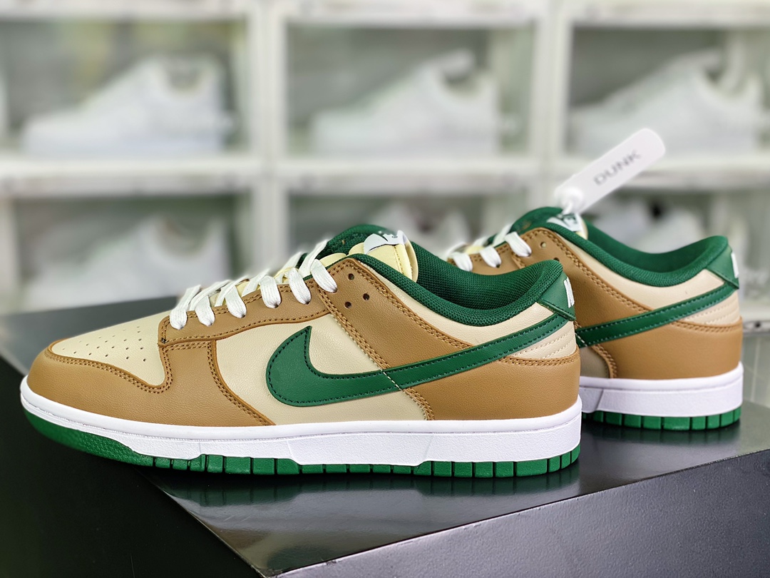 SB Dunk Low ”Gold Green” dunk series low-top sneakers ”white brown green” FB7160-231