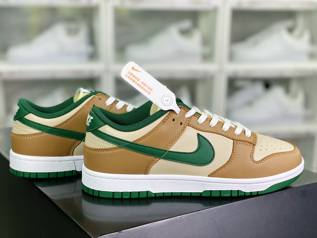 SB Dunk Low ”Gold Green” dunk series low-top sneakers ”white brown green” FB7160-231