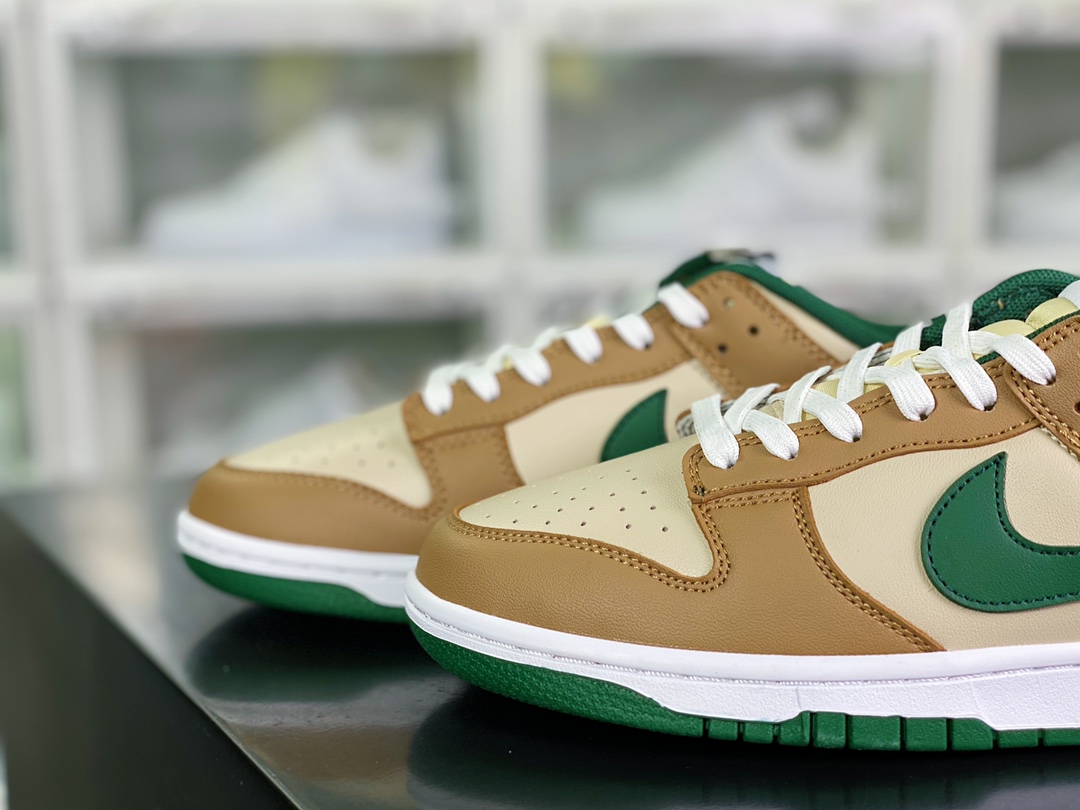 SB Dunk Low ”Gold Green” dunk series low-top sneakers ”white brown green” FB7160-231