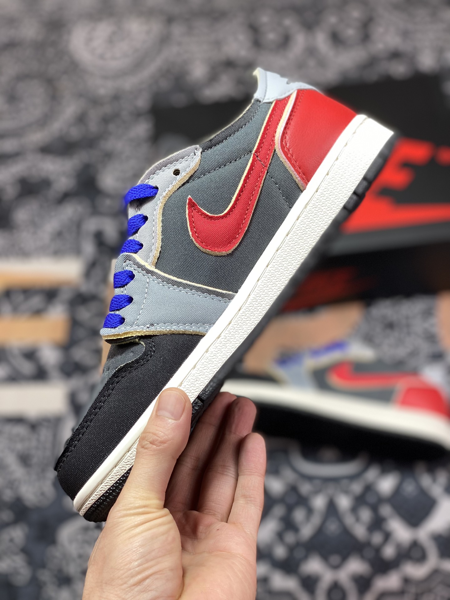 Air Jordan 1 Low black gray red AJ1 low-top casual sneakers DV0982-006