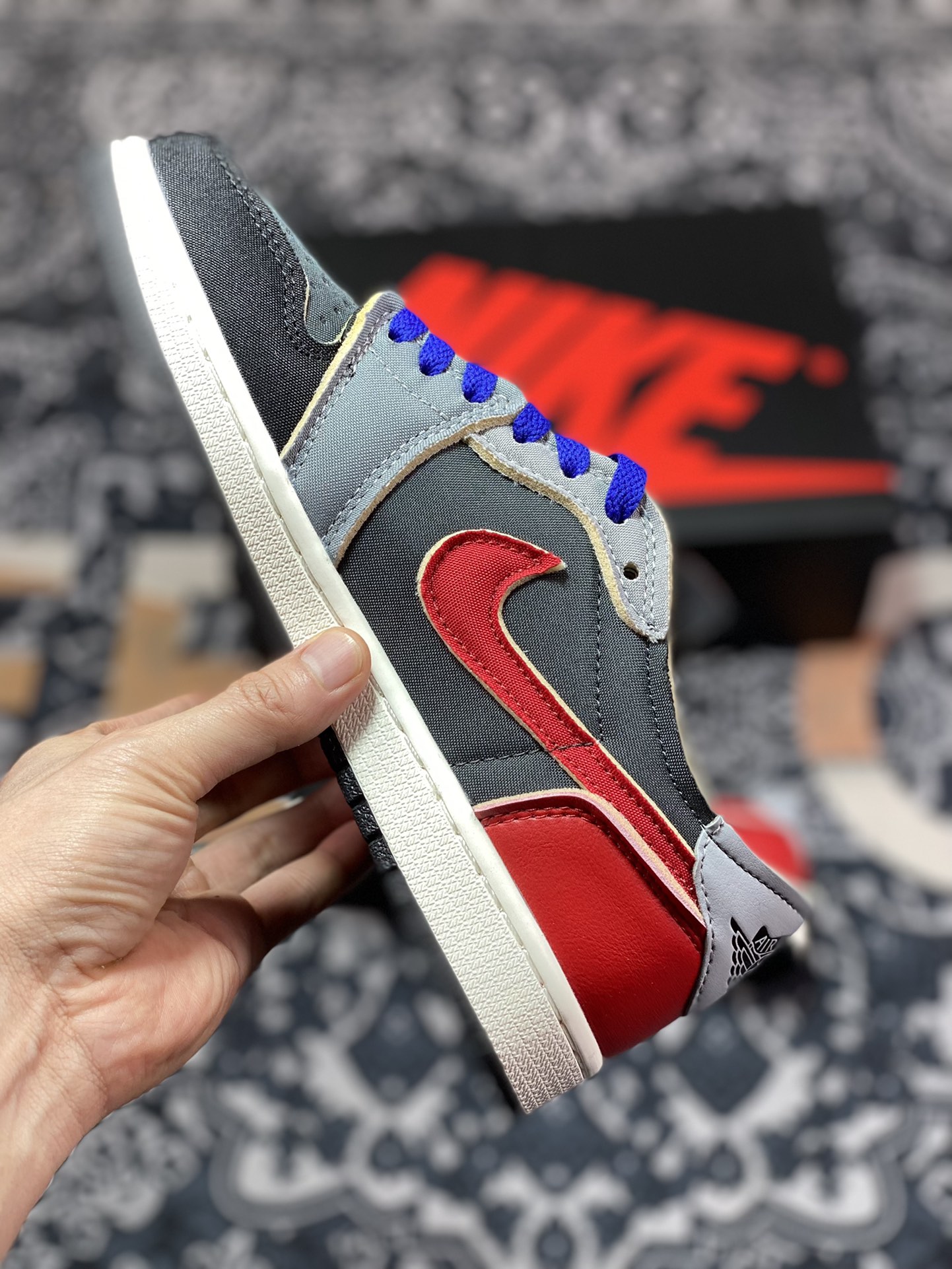 Air Jordan 1 Low black gray red AJ1 low-top casual sneakers DV0982-006