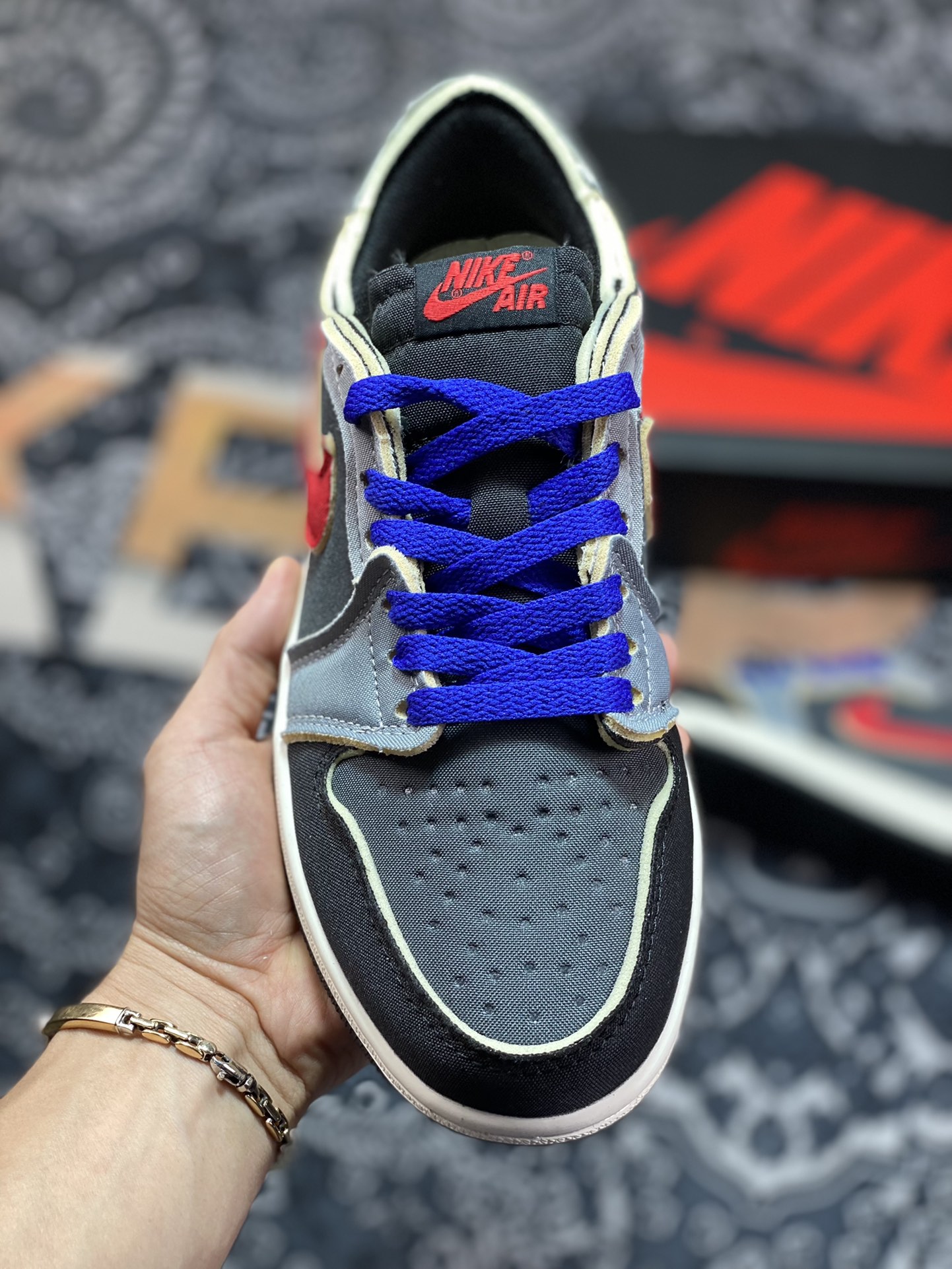 Air Jordan 1 Low black gray red AJ1 low-top casual sneakers DV0982-006